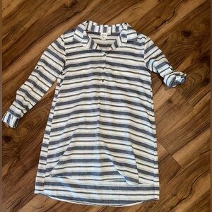 White Crow Grey & White Striped Tunic Dress
